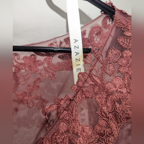 AZAZIE HAYEKA-Line Lace Chiffon Floor-Length Dress Desert Rose Bridesmaid gown - Picture 6 of 16